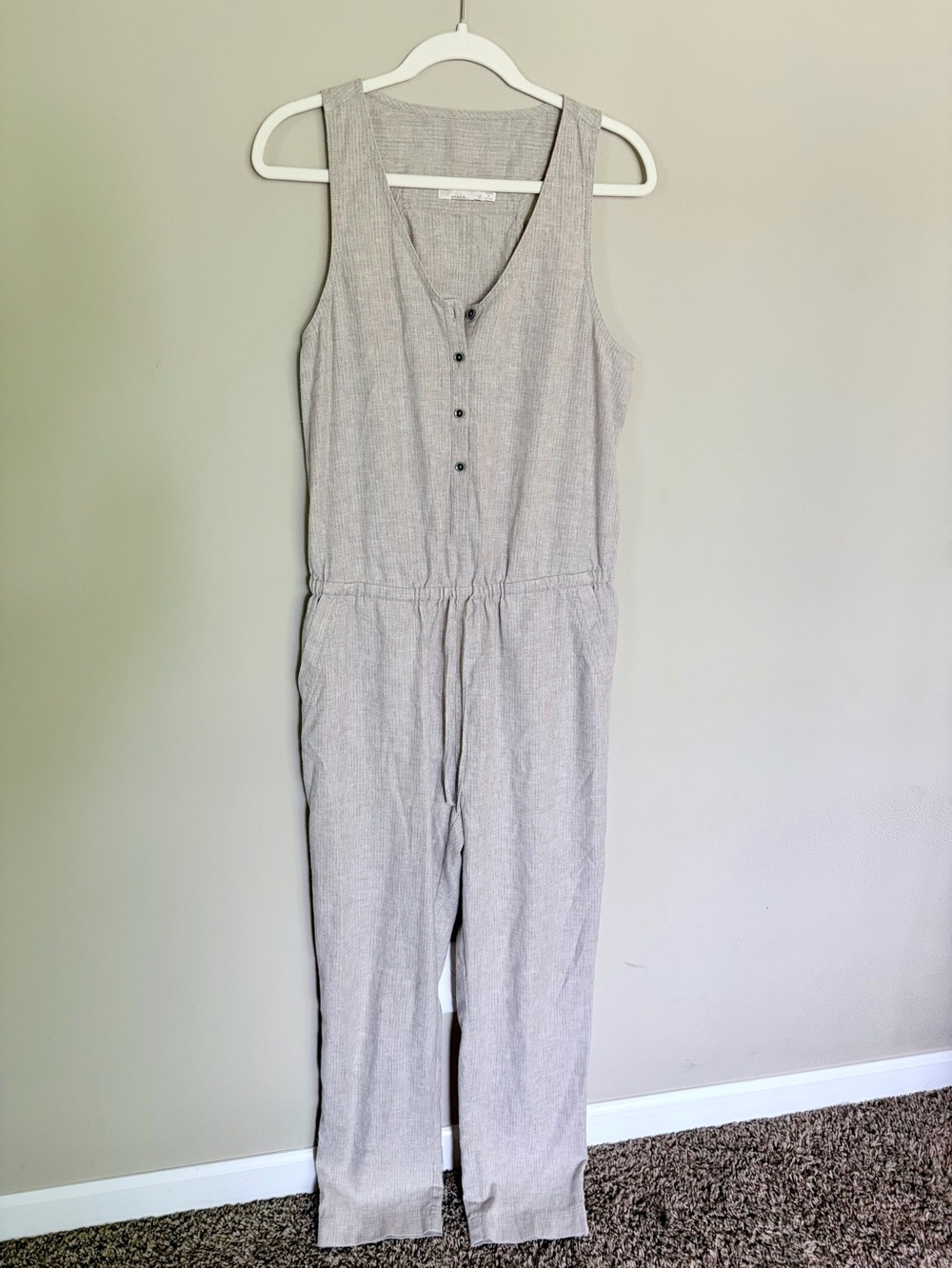 Prana Sleeveless Hemp Blend Jumpsuit - Drawstring Waist